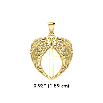 Feel the Tranquil in Angels Wings Solid Gold Pendant with Cross GPD5481 - Jewelry